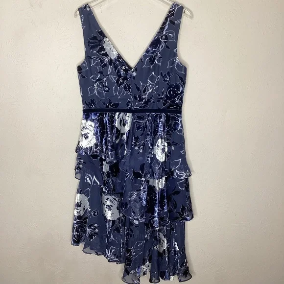 Marchesa Notte Cocktail Dress Tiered Velvet Burnout NWT 12 - Picture 4 of 12